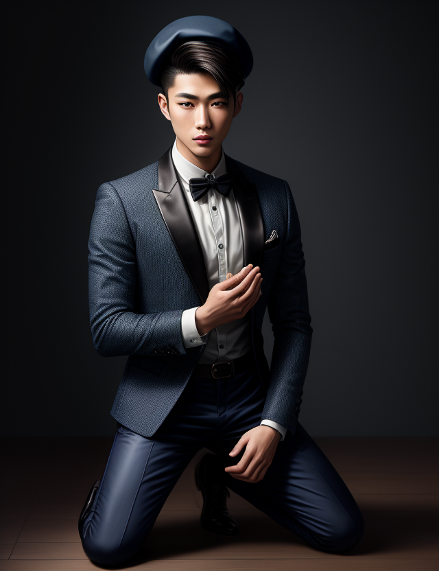 00005-2308654120-((best quality)), ((masterpiece)), ((realistic)), (detailed),  male Young adult Sleek East Asian wearing NavyBlue Piqué Geometri.png